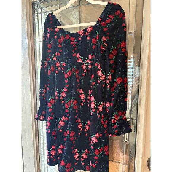 Janie and Jack 16 Rose Velvet Dress Dark Marine Rose Print Party Holiday - Picture 13 of 16